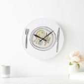 Grande Horloge Ronde Poisson et chips (Maison)