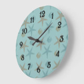 Grande Horloge Ronde Poisson étoilé et coquilles (Angle)