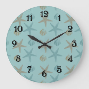 Grande Horloge Ronde Poisson étoilé et coquilles