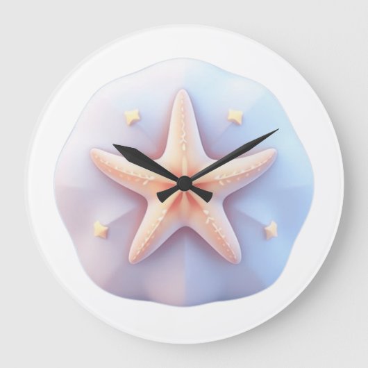 Grande Horloge Ronde Poisson étoilé sur une pierre en forme unique (Recto)