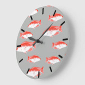 Grande Horloge Ronde Poisson rouge et gris (Angle)