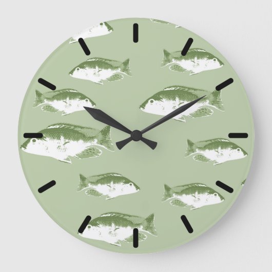 Grande Horloge Ronde Poisson vert olive (Recto)