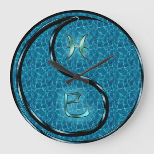 Grande Horloge Ronde Poissons & Serpent d'eau