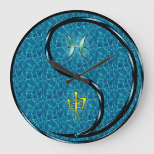 Grande Horloge Ronde Poissons & Singe d'eau