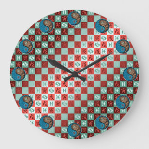 Grande Horloge Ronde Poissons & Tigre de Terre