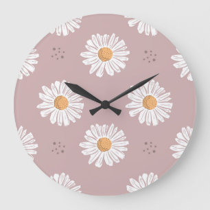 Grande Horloge Ronde Poitrine rose : Motif à répétition florale.