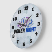 Grande Horloge Ronde Poker Night with Playing Card in Blue and Purple (Angle)