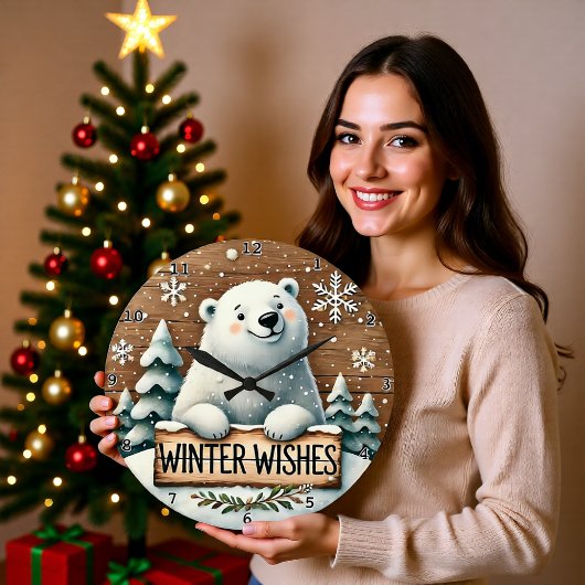 Grande Horloge Ronde Polar Bear Winter Wishes