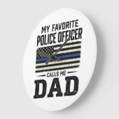Grande Horloge Ronde Police Officer Dad Vintage Flag Shirt Design_1 (Angle)
