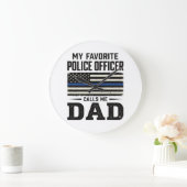 Grande Horloge Ronde Police Officer Dad Vintage Flag Shirt Design_1 (Maison)