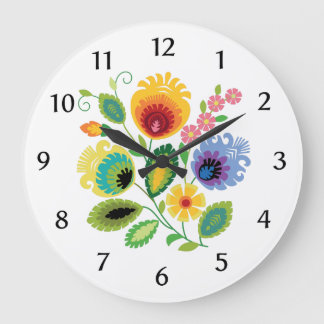Grande Horloge Ronde Polish Folk Flowers