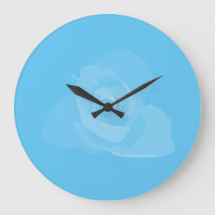 Grande Horloge Ronde Polite Transparent Art moderne Rose blanche