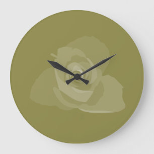 Grande Horloge Ronde Polite Transparent Art moderne Rose blanche