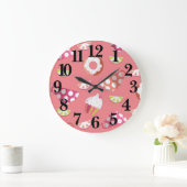 Grande Horloge Ronde Polka Dot Cups Cakes Donuts Lemons Grappes (Maison)