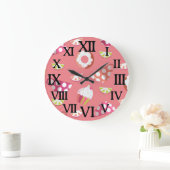 Grande Horloge Ronde Polka Dot Cups Cakes Donuts Lemons Grappes (Maison)