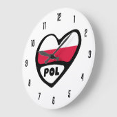 Grande Horloge Ronde Pologne Code pays POL Coeur drapeau (Angle)