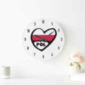 Grande Horloge Ronde Pologne Code pays POL Coeur drapeau (Maison)