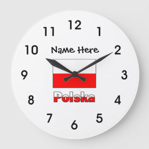 Grande Horloge Ronde Polska et drapeau polonais