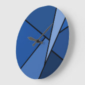 Grande Horloge Ronde Polygones bleus Abstraits (Angle)