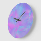Grande Horloge Ronde Polygones en couches bleu violet rose (Angle)