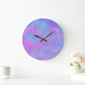 Grande Horloge Ronde Polygones en couches bleu violet rose (Maison)