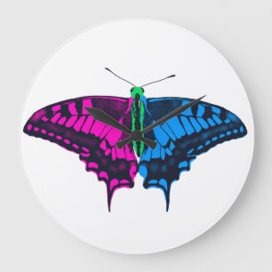 Grande Horloge Ronde Polysexual Pride Flag Swallowtail Butterfly