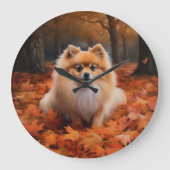 Grande Horloge Ronde Poméranie en automne Feuilles Automne Inspire (Recto)