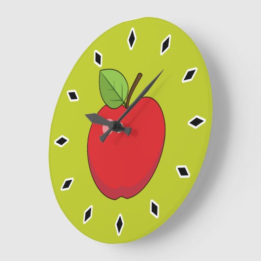 Grande Horloge Ronde Pomme rouge (Angle)