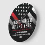 Grande Horloge Ronde Pompier de l'année Employé Red Line Drapeau (Angle)