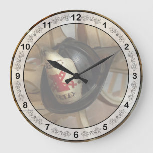 Grande Horloge Ronde Pompier - Un endroit pour accrocher son casque