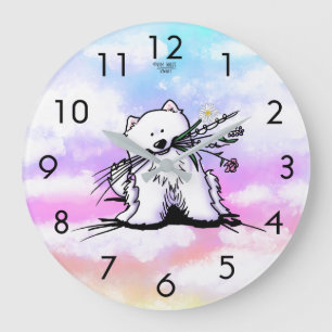 Grande Horloge Ronde Pont arc-en-ciel KiniArt Samoyed