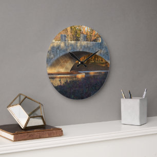Grande Horloge Ronde Pont peint au coucher du soleil par Shirley Taylor