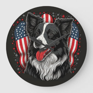 Grande Horloge Ronde Pooch patriotique