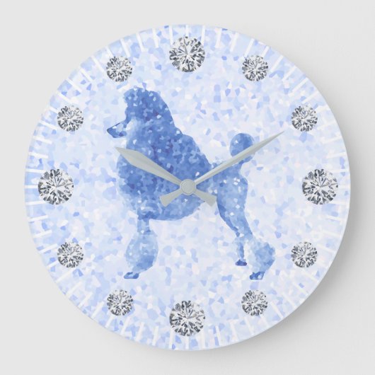 Grande Horloge Ronde Poodle bleu Heure Diamond (Recto)