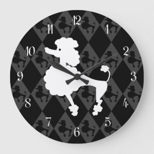 Grande Horloge Ronde Poodle rétro