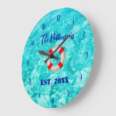 Grande Horloge Ronde Pool Beach Lifesaver personalized Large Clock (Angle)