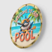 Grande Horloge Ronde Pool d'accueil Shark Ukulele Beach (Angle)