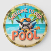 Grande Horloge Ronde Pool d'accueil Shark Ukulele Beach (Recto)