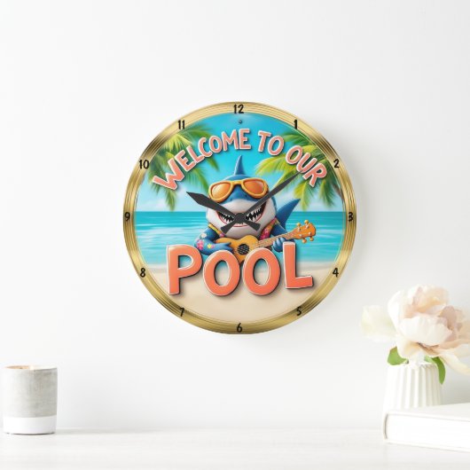 Grande Horloge Ronde Pool d'accueil Shark Ukulele Beach (Maison)
