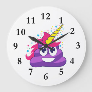 Grande Horloge Ronde Poop de l'Emoji Purple