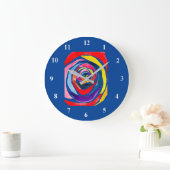Grande Horloge Ronde Pop aquarelle rose Abstrait (Maison)