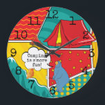 Grande Horloge ronde "Pop Art Camp"<br><div class="desc">Grande horloge ronde "Pop Art Camp" Cette conception peut également être placée sur d'autres horloges de taille. Personnalisez en supprimant des nombres et en ajoutant votre style de police, votre couleur, votre taille et votre texte favoris. Tous les éléments de conception peuvent être édités et transférés vers d'autres produits Zazzle....</div>