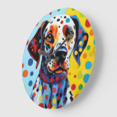 Grande Horloge Ronde Pop Art Chien dalmate (Angle)