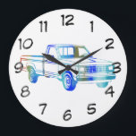 Grande Horloge Ronde Pop Art Classic Car<br><div class="desc">Voiture Pop Art Classic. Sélectionnez Personnaliser. Supprimer ou modifier l'image "Numéros 1-12" avant l'achat. Le design est disponible sur d'autres produits.</div>