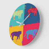 Grande Horloge Ronde Pop Art Tigers (Angle)