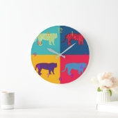 Grande Horloge Ronde Pop Art Tigers (Maison)