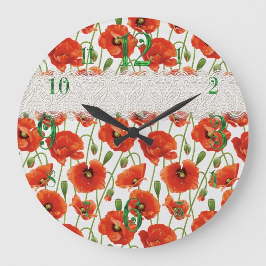 Grande Horloge Ronde Populaire à fleurs rouges (Recto)