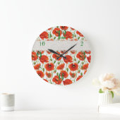 Grande Horloge Ronde Populaire à fleurs rouges (Maison)