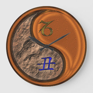 Grande Horloge Ronde Porte-clés acrylique Capricorne & Bœuf de Bois