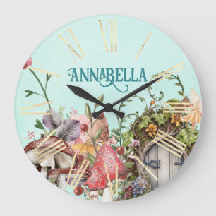 Grande Horloge Ronde Porte de jardin de fée de la forêt enchantée sur s